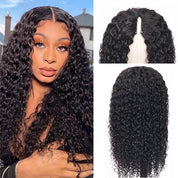 Seegethair Glueless Wigs V Part Wigs 250% Density Water Wave Wigs Thin Part Human Hair Wig With Drawstring