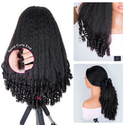 Seegethair Kinky Straight With Spiral Curls At Ends 7x5 Pre Cut Lace Glueless Wear Go Wigs For Women