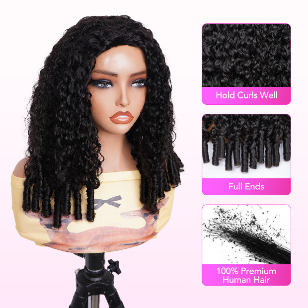Seegethair  Burmese Curly Hair Half Wigs 250% Density With Finger Curly At End Flip Over Curly Human Hair Wigs