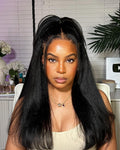Simidola Glueless Yaki Straight Hair 3 In 1 Half Wig Drawstring Band Wear Go Wig Invisible Hairline