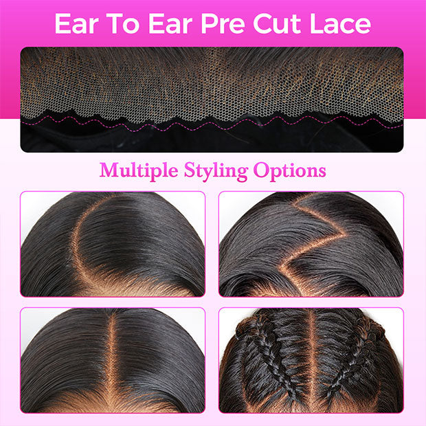 Seegethair Kinky Straight Pre Cut Lace Front Wigs 13x4 13x6 Guleless Human Hair Wigs With Drawstring