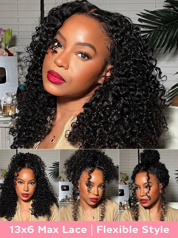 Simidola Pre-Bleached Knots Kinky Curly 13x4 13x6 HD Lace  Human Hair Wear Go Glueless Wig With Elastic Drawstring