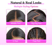Pre Styled Yaki Straight Human Hair Wigs Ombre Black To Brown Glueless Wigs For Beginners