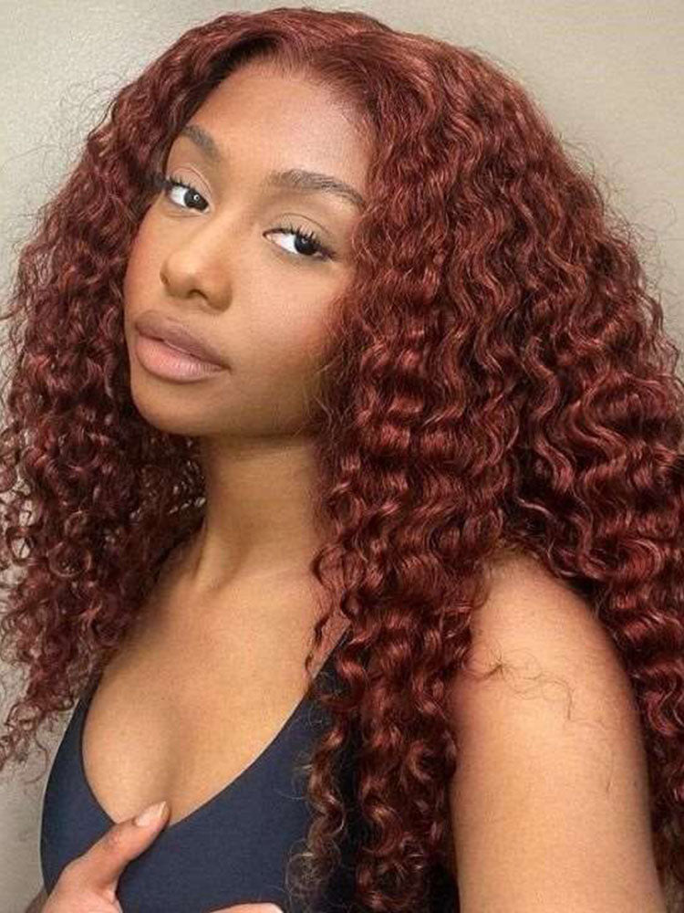 Simidola Reddish Brown Color 7x5 Lace Water Wave Wear Go Glueless Wig Pre Plucked Natural Hairline