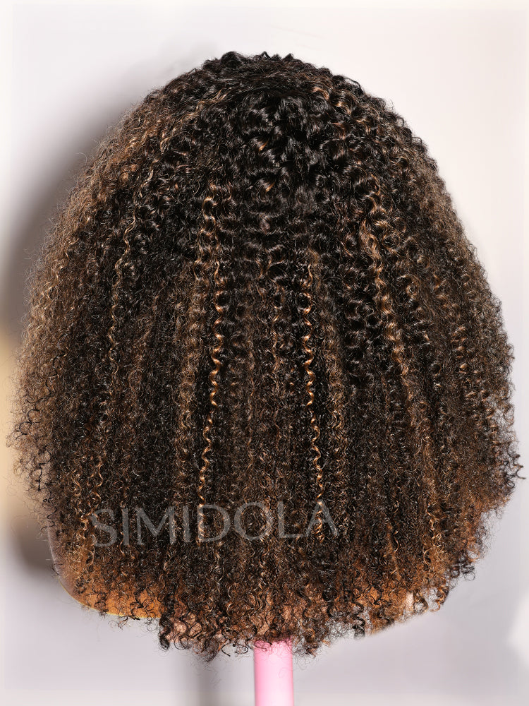 Simidola Balayage Highlight Ombre Brown Kinky Curly 7x5 Lace Wear Go Glueless Wig