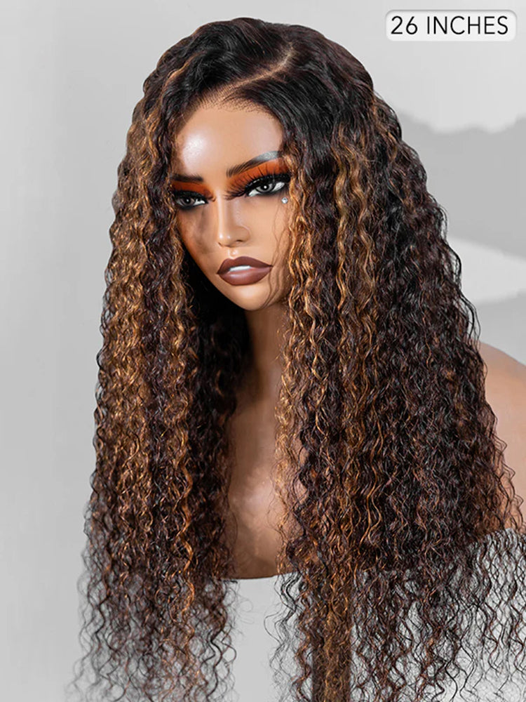 Simidola Balayage Highlight Ombre Brown Water Wave 7x5 Lace Wear Go Glueless Wig