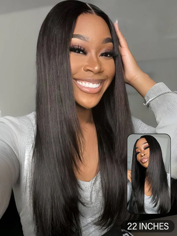 Simidola Yaki Straight Layered Cut 9x6 T Part Lace Wear Go Wig Natural Black Deep Part Lace Glueless Wig