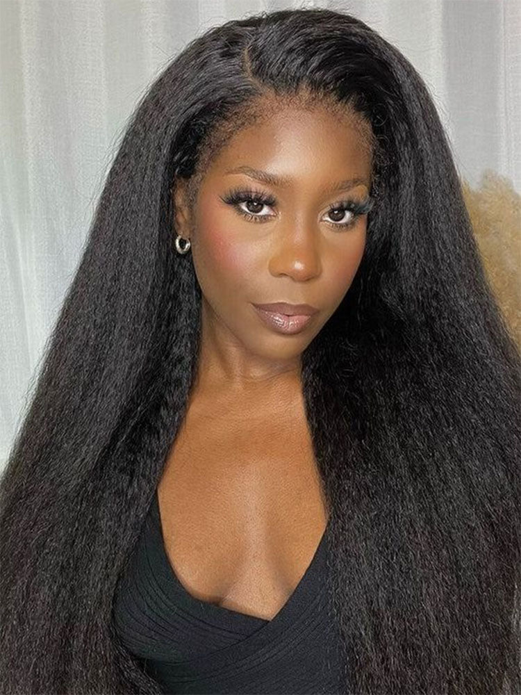 Simidola Pre Bleached Knots 13x6 HD Lace 250% Density Kinky Straight Wig