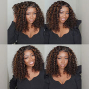 Seegethair Balayage Highlight Ombre Brown Water Wave Wear Go Glueless Wigs For Black Women
