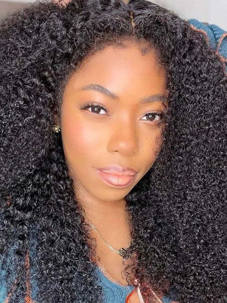 Simidola 4C Edges 13x6 | Type 4C Kinky Edges Human Hair Wigs Kinky Curly 13x6 Lace Frontal Wig With Realistic Hairline