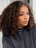 Simidola Balayage Highlight Ombre Brown Water Wave 7x5 Lace Wear Go Glueless Wig
