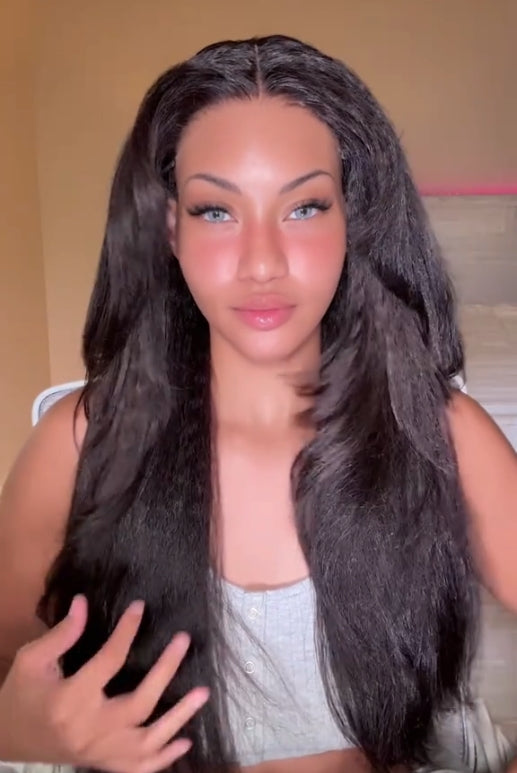 @brittneyenora Same M-CAP Wear Go 9x6 HD Lace Pre Bleached Tiny Knots Kinky Straight Glueless Wig