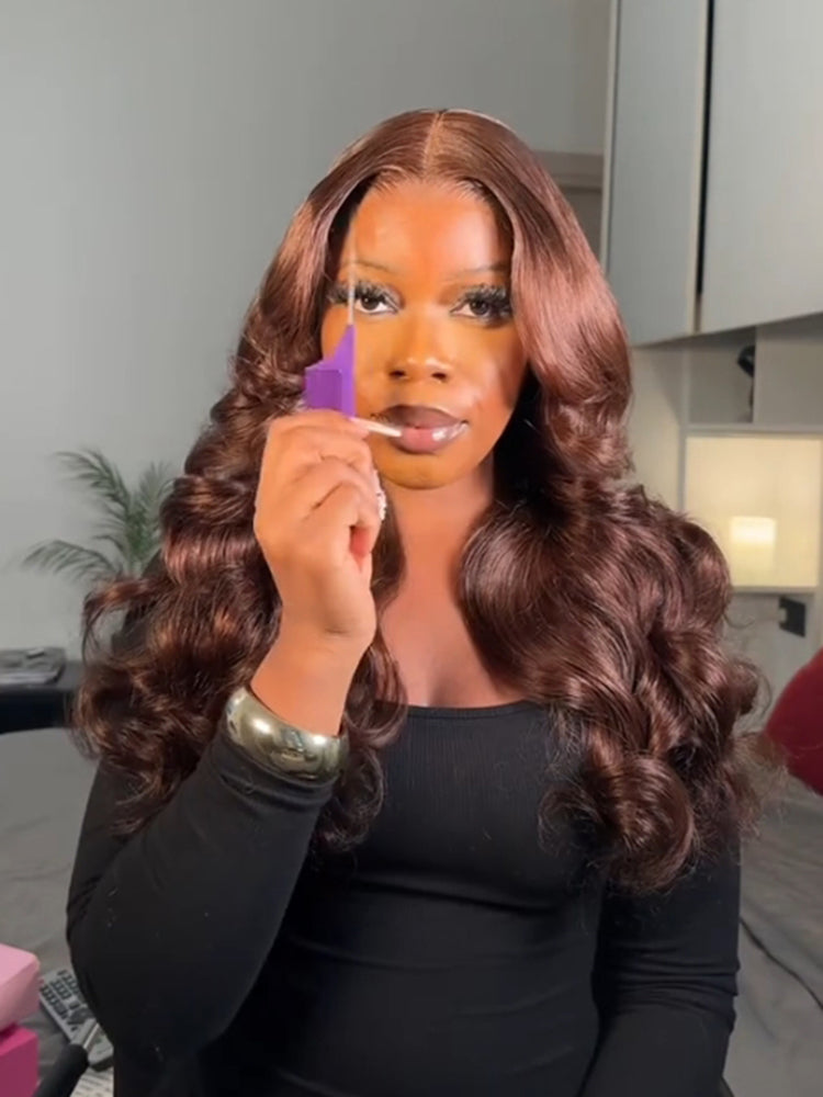 Face-Framing Layered Cut Chocolate Brown #4 Body Wave Wear Go Wig 7x5 Lace Closure 180% Glueless Color Wig