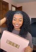 @melanin.monroeee1 Same 20inch Glueless Kinky Curly 3 In 1 Half Wig Drawstring Band Wear Go Wig Invisible Hairline