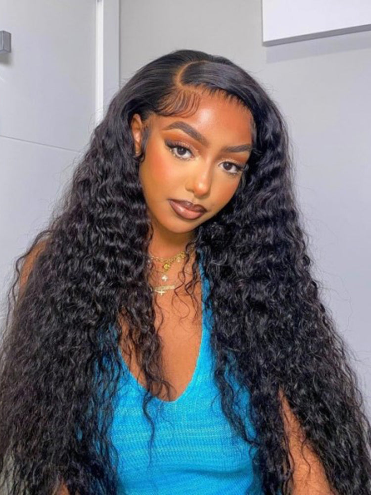 Simidola Pre-Bleached Knots Deep Wave 13x4 13x6 HD Lace Human Hair Wear Go Glueless Wig With Elastic Drawstring