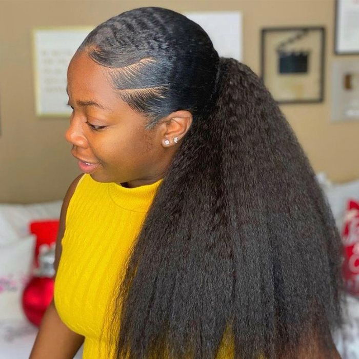 Simidola Wrap-around Magic Velcro Ponytail Extension Hair Kinky Straight Ponytail With Clip In 100% Human Hair