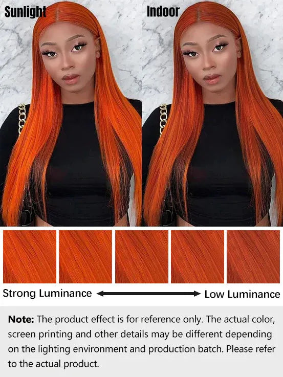 Simidola Pumpkin Orange Straight Hair Lace Front Wig