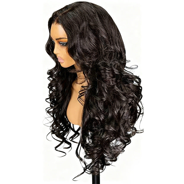 Vshow 9x6 T Part Lace Layered Yaki Body Human Hair Wigs Butterfly Cut Body Wave Wear Go Glueless Wigs