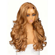 Layered Cut Omber Highlight Body Wave Human Hair 10x6 Pre Cut Lace Front Wear Go Wigs With Drawstring