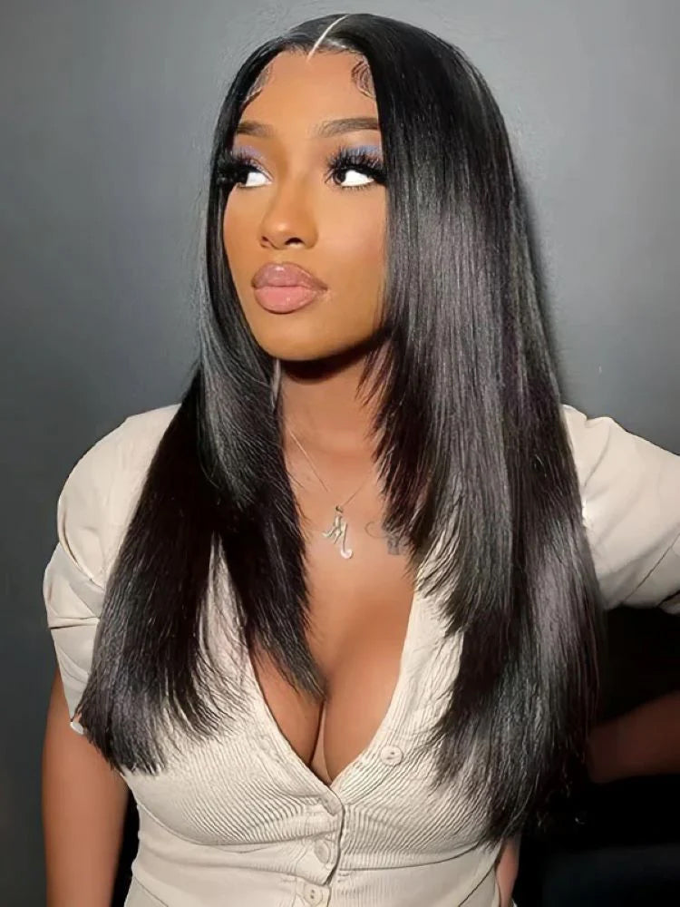 Simidola Yaki Straight Layered Cut 9x6 T Part Lace Wear Go Wig Natural Black Deep Part Lace Glueless Wig