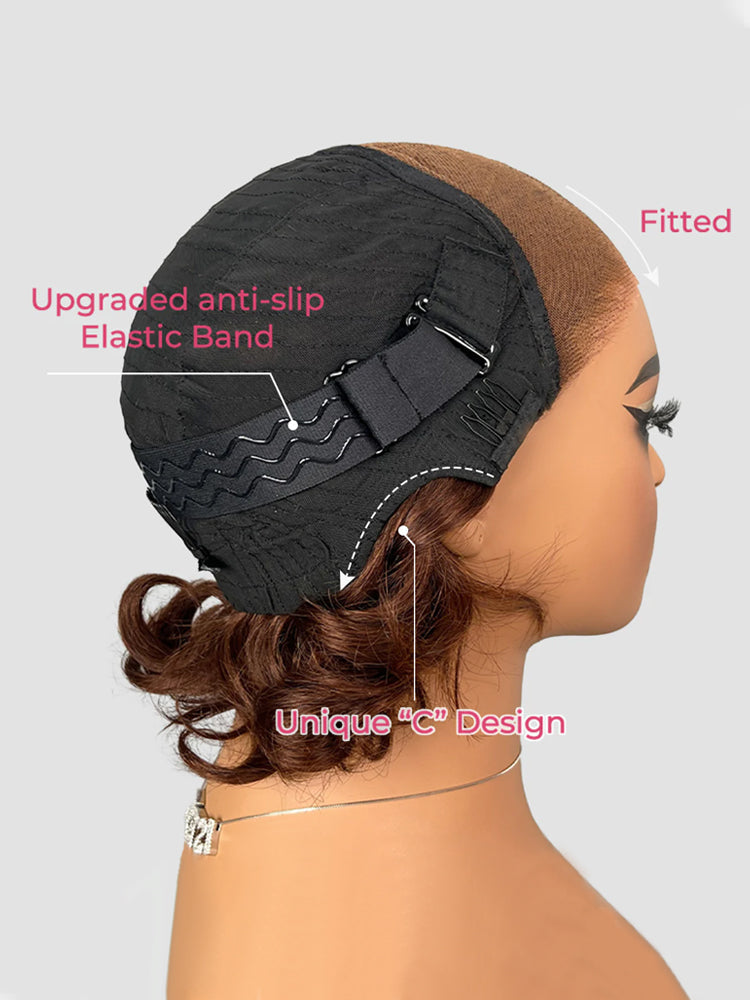 Pre-Sale| Brown Layered Fluffy Bob Wear Go Glueless Wig Pre Cut 7x5 Lace Closure Wig