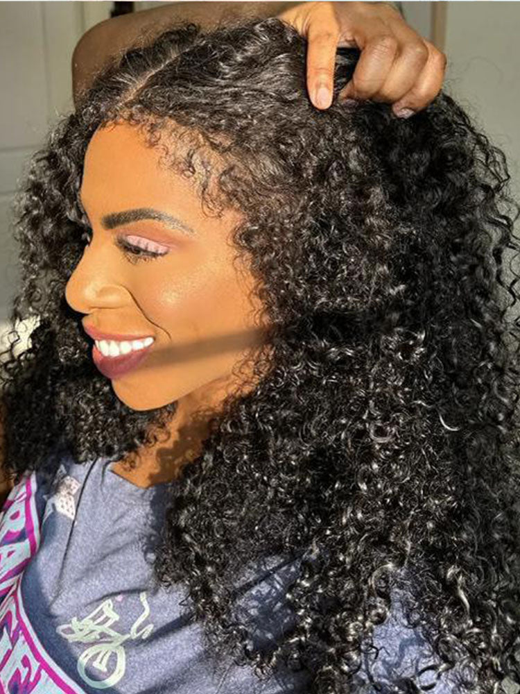 Flash Sale |18’=$109 Type 4C Kinky Edges Human Hair Wigs Kinky Curly 13x4 Lace Frontal Wig With Realistic Hairline