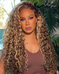 Simidola Highlight Brown Color 7x5 Lace Water Wave Wear Go Glueless Wig Pre Plucked Natural Hairline