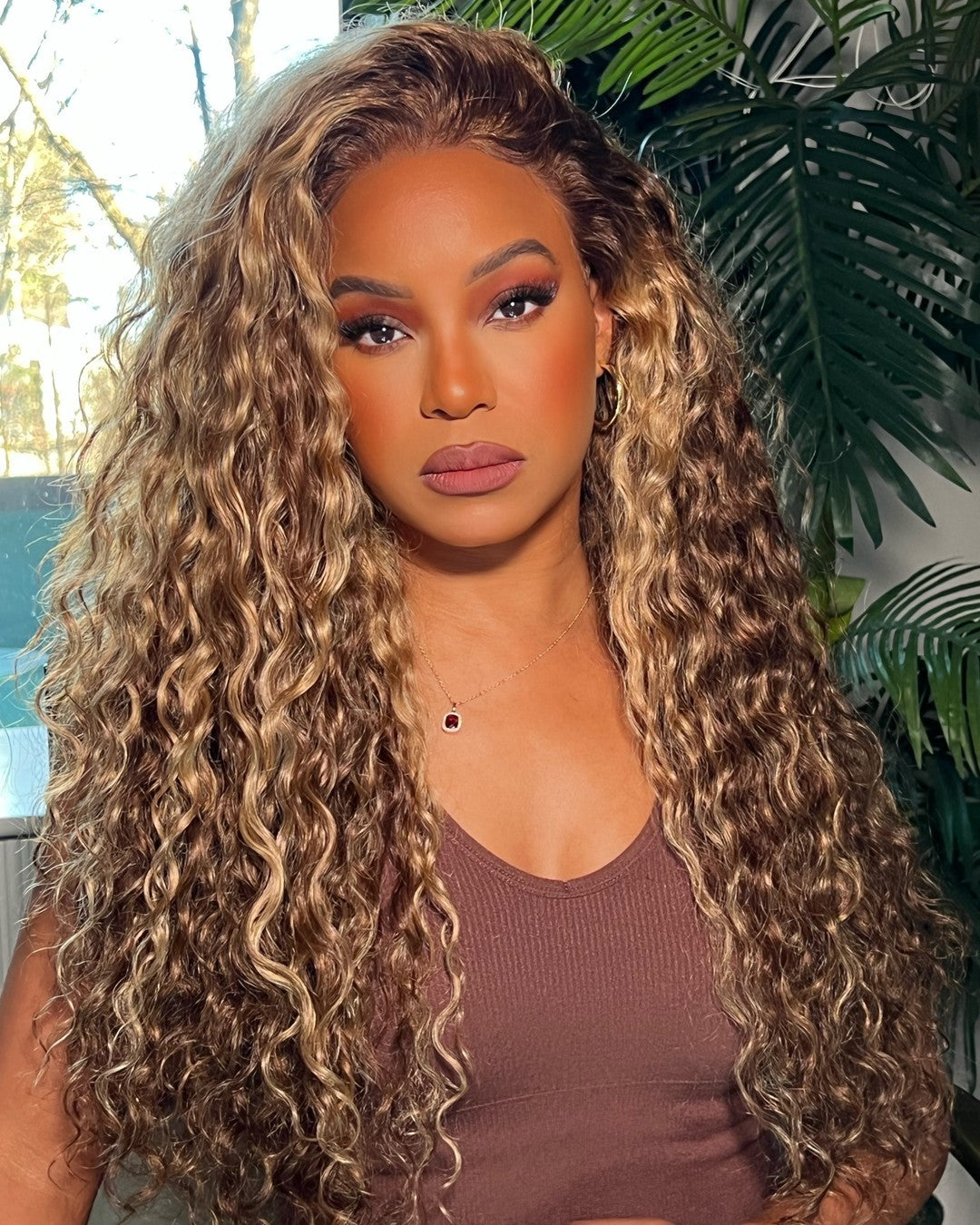 Simidola Highlight Brown Color 7x5 Lace Water Wave Wear Go Glueless Wig Pre Plucked Natural Hairline