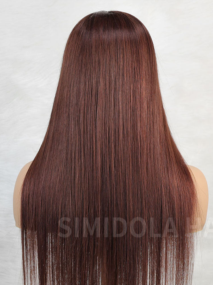 Simidola Reddish Brown Color 7x5 Lace Straight Hair Wear Go Glueless Wig Pre Plucked Natural Hairline