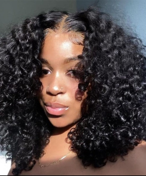 Simidola 5x5 Lace Closure Deep Curly Short Bob Wig