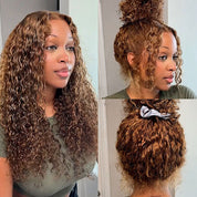 Seegethair Water Wave Ombre Highlight Water Wave Human Hair Wear Go Wigs 360 Lace Frontal Wigs With Bleached Knots
