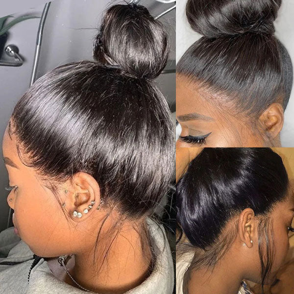 Seegethair Pre Cut Lace Straight Human Hair 360 Wear Go Glueless Wigs With Invisi Drawstring 180% Density