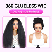 Seegethair Kinky Straight Human Hair Wigs 360 Pre Cut Lace Glueless Wigs For Black Women