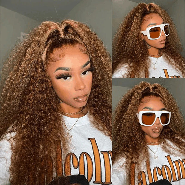 Seegethair Water Wave Ombre Highlight Water Wave Human Hair Wear Go Wigs 360 Lace Frontal Wigs With Bleached Knots
