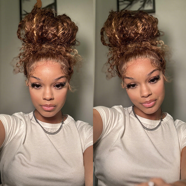 Seegethair Water Wave Ombre Highlight Water Wave Human Hair Wear Go Wigs 360 Lace Frontal Wigs With Bleached Knots