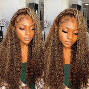 Seegethair Water Wave Ombre Highlight Water Wave Human Hair Wear Go Wigs 360 Lace Frontal Wigs With Bleached Knots