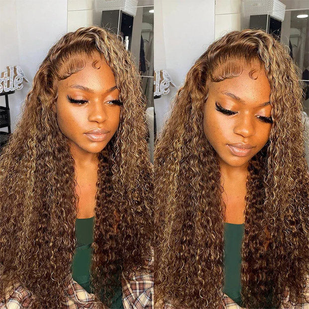Seegethair Water Wave Ombre Highlight Water Wave Human Hair Wear Go Wigs 360 Lace Frontal Wigs With Bleached Knots