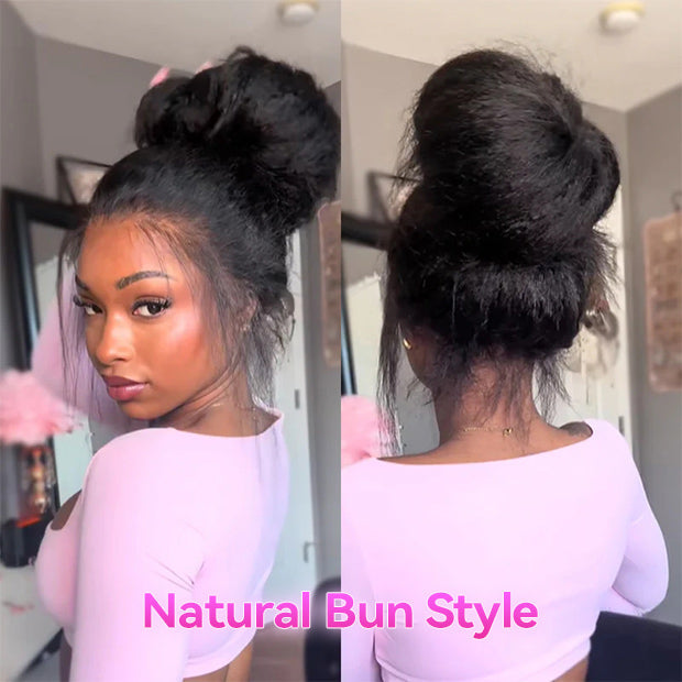 Seegethair Kinky Straight Human Hair Wigs 360 Pre Cut Lace Glueless Wigs For Black Women