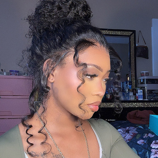 Seegethair 360 Lace Wigs Afro Curly Human Hair Pre Cut Lace Wigs Bleached Knots Wear Go Wigs