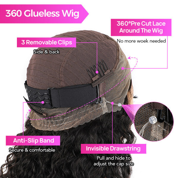 Seegethair Deep Wave Curly Hair Wigs 360 Lace Wigs With Pre Cut Edge And Bleached Knots