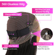 Seegethair Pre Cut Lace Straight Human Hair 360 Wear Go Glueless Wigs With Invisi Drawstring 180% Density