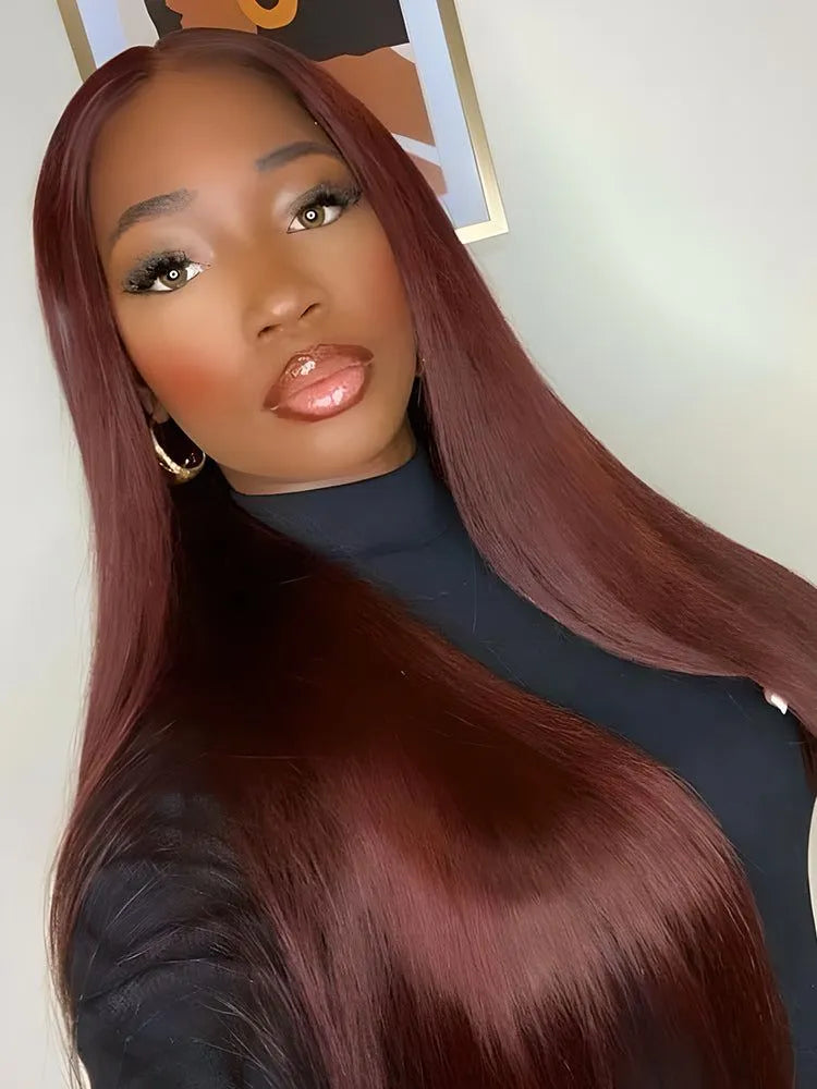 Simidola Reddish Brown 4x4/13x4 Lace Front Straight Hair Wig