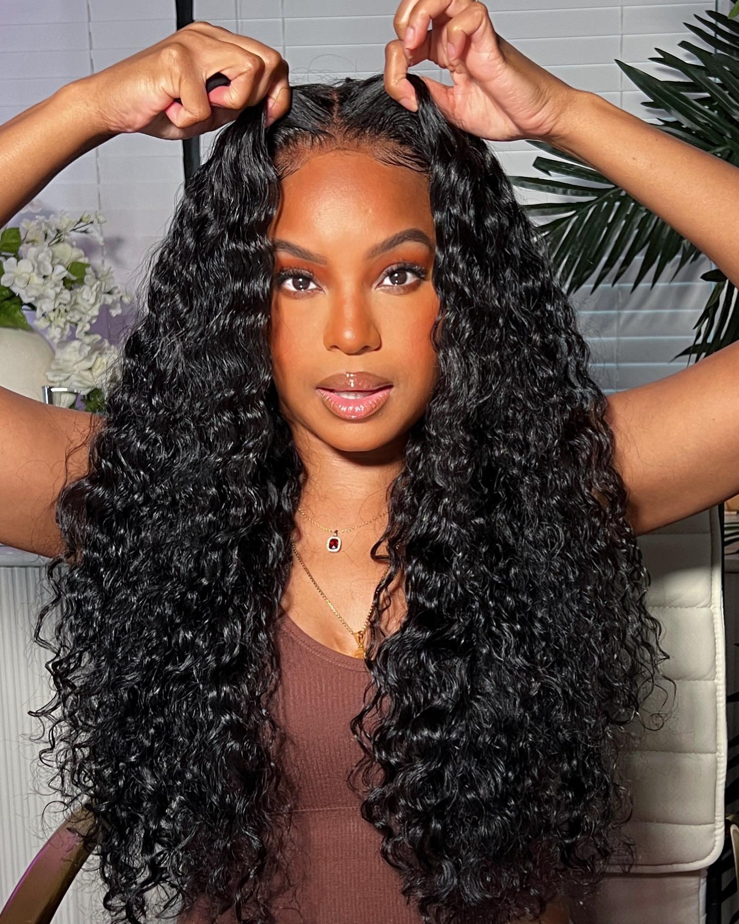 Simidola Pre-bleached 7x5 Pre-cut Pre-plucked Water Wave Hair Wear Go Glueless Wig With Drawstring