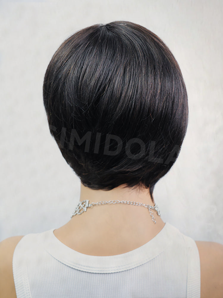 Simidola Wear & Go Layered Short Pixie Cut Human Hair Wig With Bang