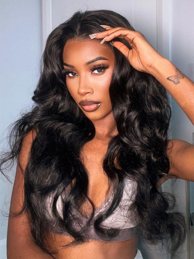 Simidola Pre-Bleached Knots Body Wave 13x4 13x6 HD Lace  Human Hair Wear Go Glueless Wig With Elastic Drawstring