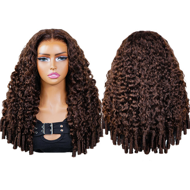 Seegethair Chocolate Brown Glueless Wear Go Wigs Burmese Curly Pre-Cut 13x6 Lace With Adjustable Drawstring