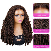 Seegethair Chocolate Brown Glueless Wear Go Wigs Burmese Curly Pre-Cut 13x6 Lace With Adjustable Drawstring
