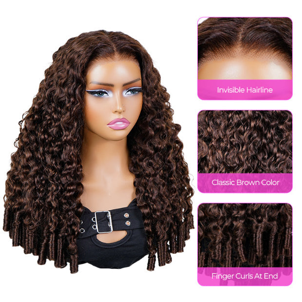 Seegethair Chocolate Brown Glueless Wear Go Wigs Burmese Curly Pre-Cut 13x6 Lace With Adjustable Drawstring