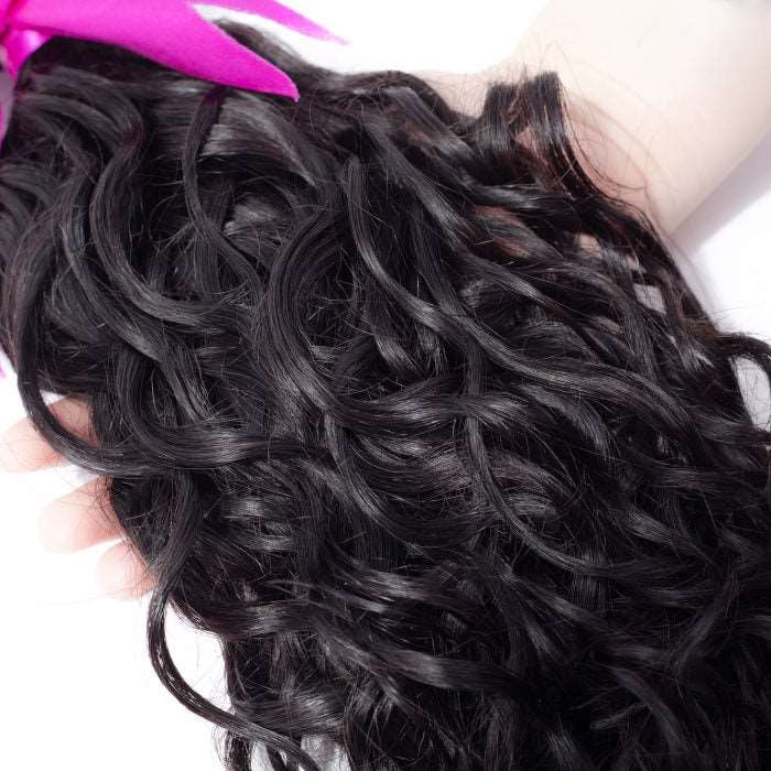 Simidola 3Pcs Natural Wave Bundles with 6x6 Natural Wave Closure 10A Grade 100% Human Virgin Hair