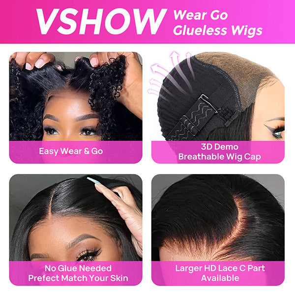 Vshow Layered Cut Afro Curly Wig With Finger Curly At Side 7x5 Pre Cut Lace Wear Go Glueless Wigs